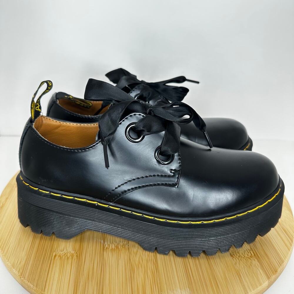 Dr. Martens Holly Platform Oxford Shoes Smooth Black Leather EU 38 US 7